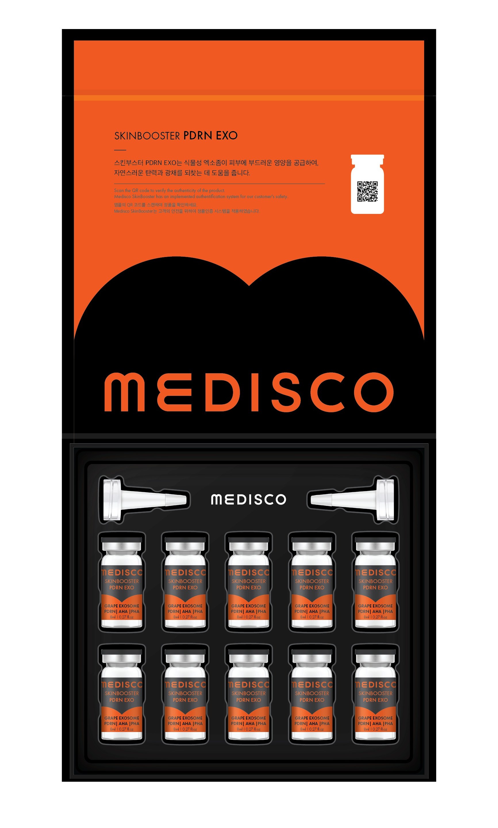 Medisco SkinBooster PDRN EXO — the open box with ten 8 ml vials