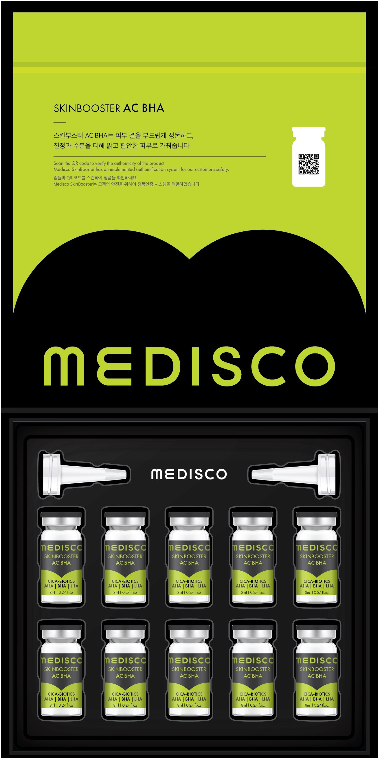 Medisco SkinBooster AC BHA — open box with ten vials