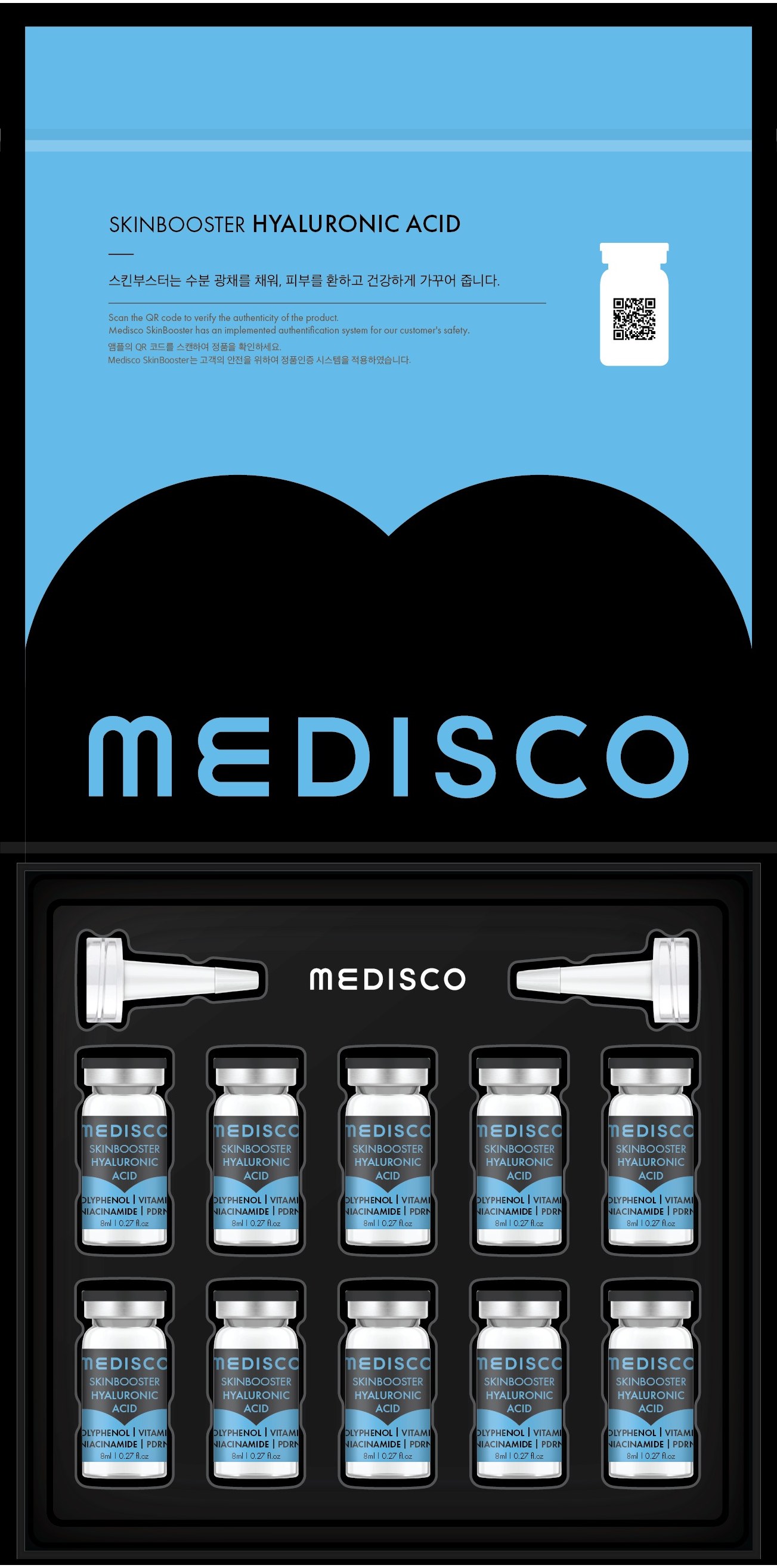 Medisco SkinBooster Hyaluronic Acid — open box with ten vials